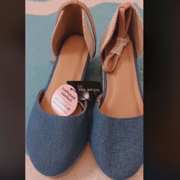 lily morgan Espadrille Wedges Denim size 8 NWT - Picture 2 of 2
